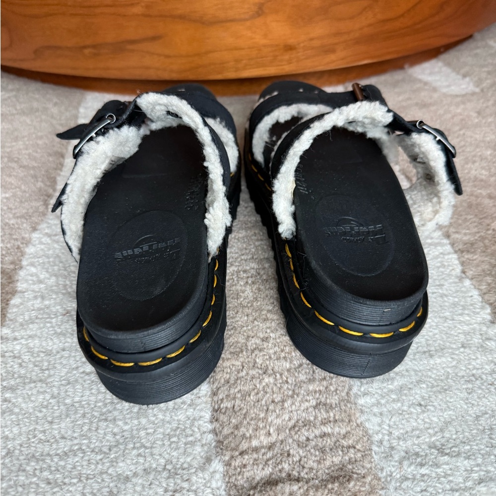 NWOT! Dr. Martens Myles Suede Buckle Sandals with Faux Fur Lining - Picture 6 of 8